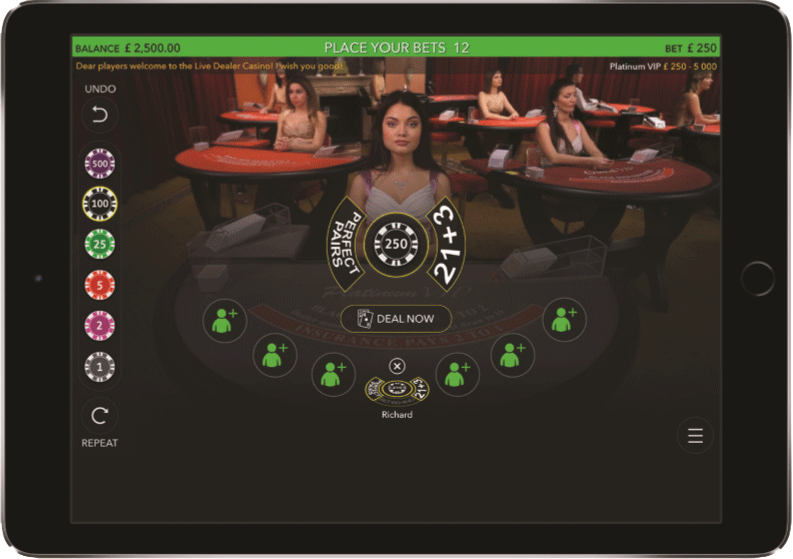 Mobile Live Blackjack on a Tablet