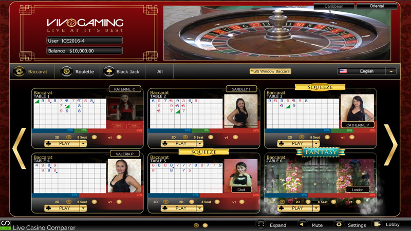 Vivo gaming live casino lobby