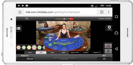 Playtech Live Blackjack - mobile phone