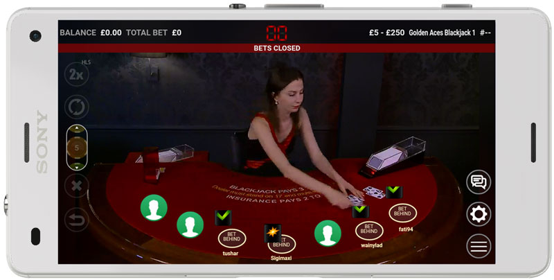 extreme live blackjack on a mobile phone